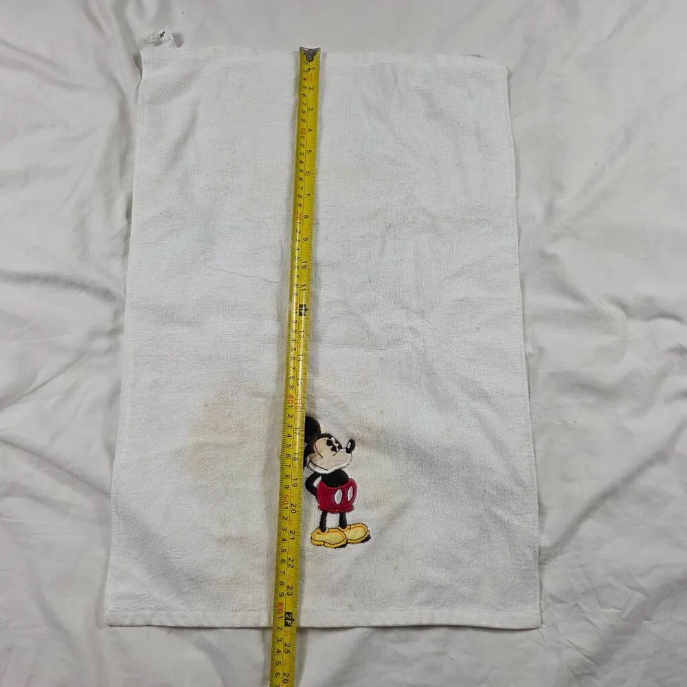 Vintage Walt Disney Mickey Mouse Retro White Cotton Hand Towel Embroidered
